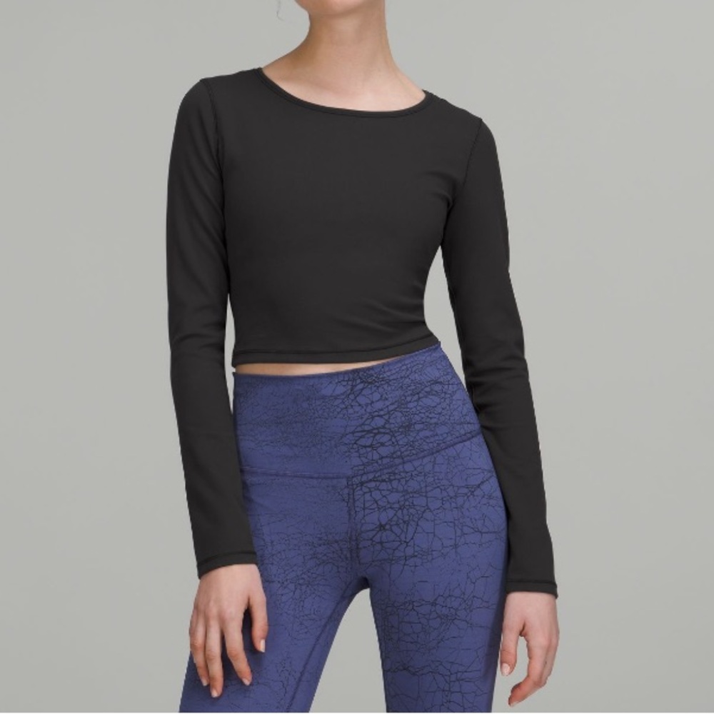 lululemon athletica Wunder Train Cropped Long Sleeve Shirt in black